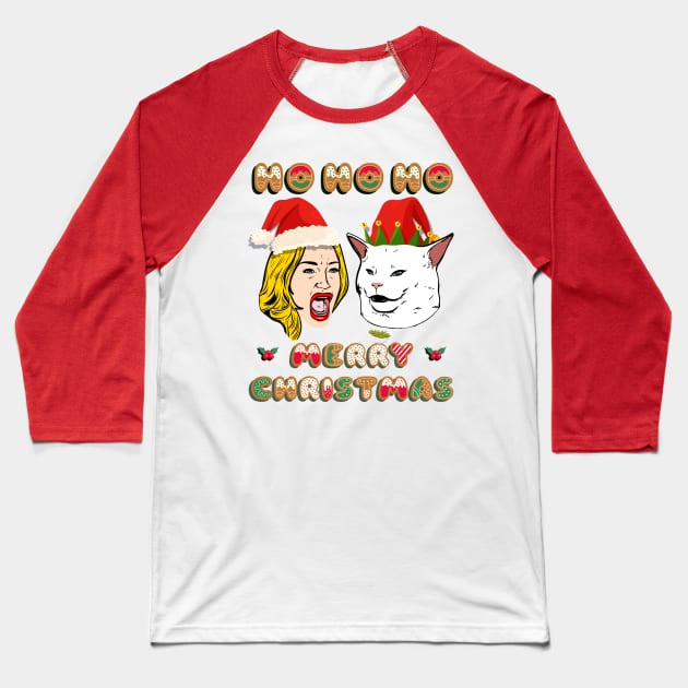 Woman Yelling at a Cat Meme Salad Ugly Christmas Sweater Baseball T-Shirt by Celestial Holding Co.